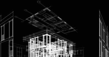 Mimari sanat konseptinde soyut çizgiler, minimum geometrik şekiller. 