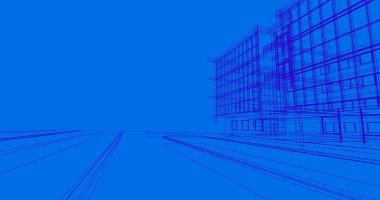 Mimari sanat konseptinde soyut çizgiler, minimum geometrik şekiller. 