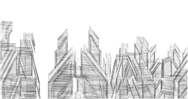 Mimari sanat konseptinde soyut çizgiler, minimum geometrik şekiller. 