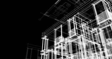 Mimari sanat konseptinde soyut çizgiler, minimum geometrik şekiller. 