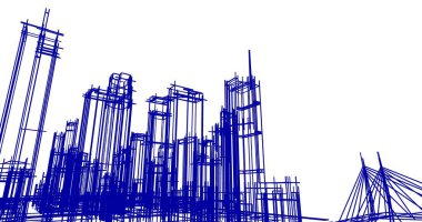 Arkaplanda mimari bina 3d illüstrasyon