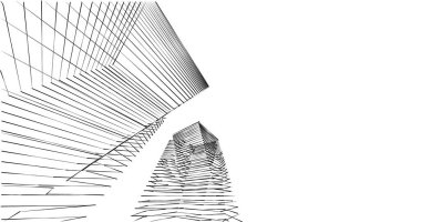 Mimari sanat konseptinde soyut çizgiler, minimum geometrik şekiller. 