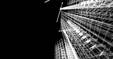 Mimari sanat konseptinde soyut çizgiler, minimum geometrik şekiller. 