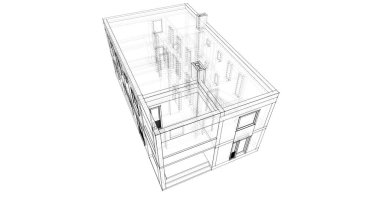 Mimari sanat konseptinde soyut çizgiler, minimum geometrik şekiller. 
