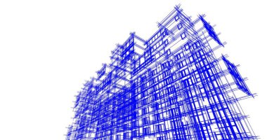 Mimari sanat konseptinde soyut çizgiler, minimum geometrik şekiller. 