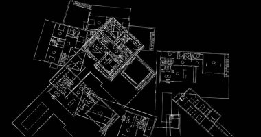 Mimari sanat konseptinde soyut çizgiler, minimum geometrik şekiller. 