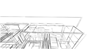 Mimari sanat konseptinde soyut çizgiler, minimum geometrik şekiller. 