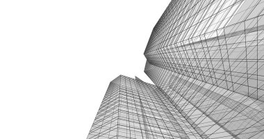 Arkaplanda mimari bina 3d illüstrasyon