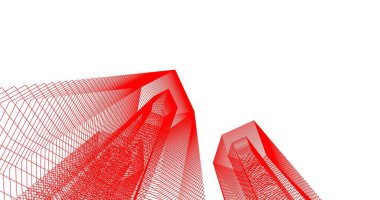 3d mimari duvar kağıdı tasarımı, dijital bina çizimi 