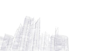 Arkaplanda mimari bina 3d illüstrasyon