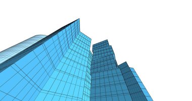 Arkaplanda mimari bina 3d illüstrasyon