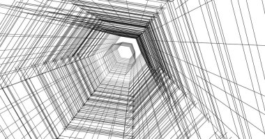 Arkaplanda mimari bina 3d illüstrasyon