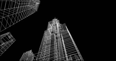 Mimari sanat konseptinde soyut çizgiler, minimum geometrik şekiller. 