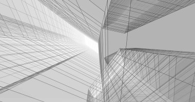 Arkaplanda mimari bina 3d illüstrasyon