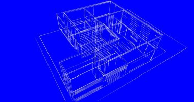 Arkaplanda mimari bina 3d illüstrasyon