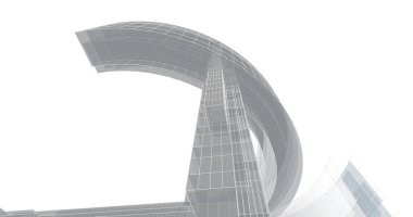 Arkaplanda mimari bina 3d illüstrasyon