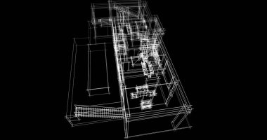 Arkaplanda mimari bina 3d illüstrasyon