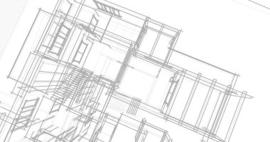 Arkaplanda mimari bina 3d illüstrasyon