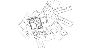 Mimari sanat konseptinde soyut çizgiler, minimum geometrik şekiller. 