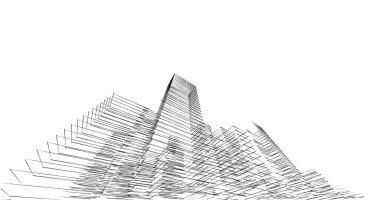 Arkaplanda mimari bina 3d illüstrasyon