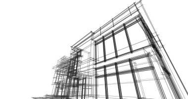 Mimari sanat konseptinde soyut çizgiler, minimum geometrik şekiller. 