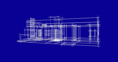 Arkaplanda mimari bina 3d illüstrasyon