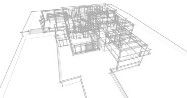 Arkaplanda mimari bina 3d illüstrasyon