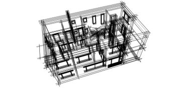 Mimari sanat konseptinde soyut çizgiler, minimum geometrik şekiller. 