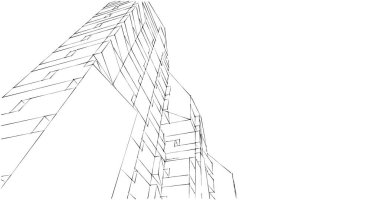 Arkaplanda mimari bina 3d illüstrasyon,