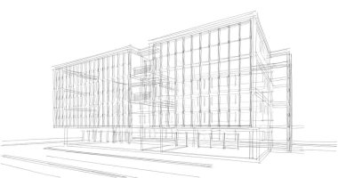 Mimari sanat konseptinde soyut çizgiler, minimum geometrik şekiller. 