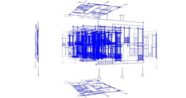 Mimari sanat konseptinde soyut çizgiler, minimum geometrik şekiller. 