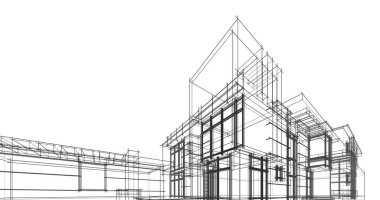 Mimari sanat konseptinde soyut çizgiler, minimum geometrik şekiller. 