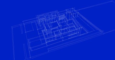 Arkaplanda mimari bina 3d illüstrasyon
