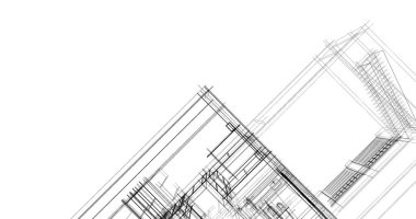 Mimari sanat konseptinde soyut çizgiler, minimum geometrik şekiller. 