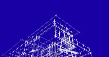 Arkaplanda mimari bina 3d illüstrasyon