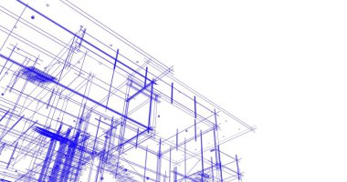 Arkaplanda mimari bina 3d illüstrasyon