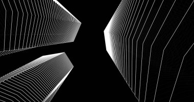 3d mimari duvar kağıdı tasarımı, dijital bina çizimi 