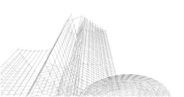 Mimari sanat konseptinde soyut çizgiler, minimum geometrik şekiller. 