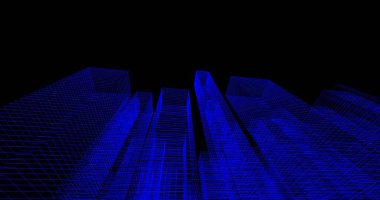 Arkaplanda mimari bina 3d illüstrasyon