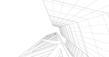 Arkaplanda mimari bina 3d illüstrasyon