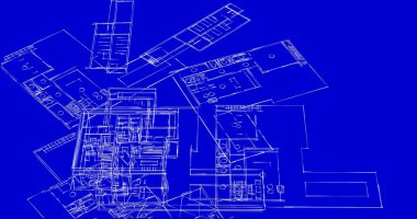Mimari sanat konseptinde soyut çizgiler, minimum geometrik şekiller. 