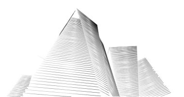 Arkaplanda mimari bina 3d illüstrasyon