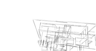 Mimari sanat konseptinde soyut çizgiler, minimum geometrik şekiller. 