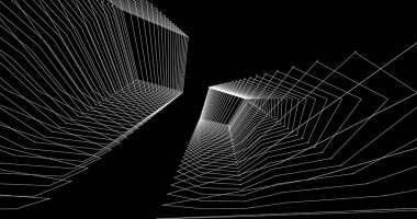 Mimari sanat konseptinde soyut çizgiler, minimum geometrik şekiller. 