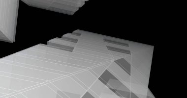 Mimari sanat konseptinde soyut çizgiler, minimum geometrik şekiller. 