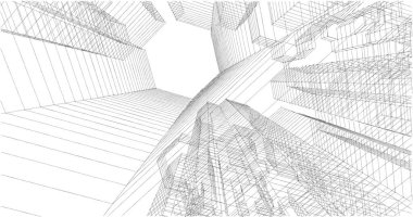 Arkaplanda mimari bina 3d illüstrasyon