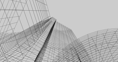 Mimari sanat konseptinde soyut çizgiler, minimum geometrik şekiller. 