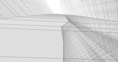 Arkaplanda mimari bina 3d illüstrasyon