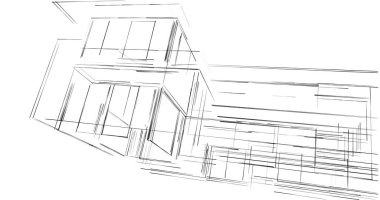 Mimari sanat konseptinde soyut çizgiler, minimum geometrik şekiller. 