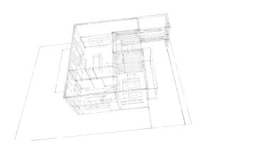 Arkaplanda mimari bina 3d illüstrasyon